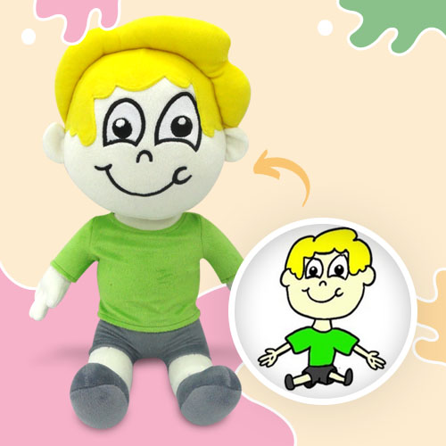 Custom plushie of a child’s drawing with vibrant colors