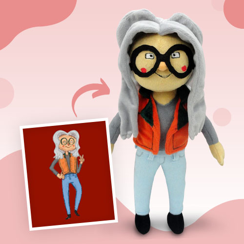 Custom plushie of a child’s drawing with vibrant colors