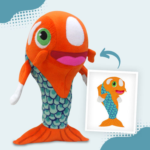 Custom plushie of a child’s drawing with vibrant colors