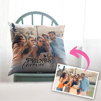 Printed with custom text, custom photo pillow