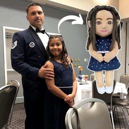Custom plush doll for military family
