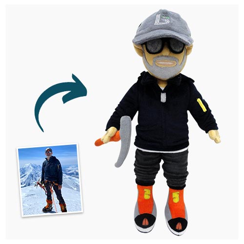 A custom plush doll in ice skating outfits