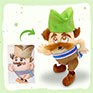 Running character with green cap and moustache — custom mascot plush from sketch. 